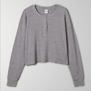 𝅺TNA | Alamo Henley Thermal Top Grey Xxs